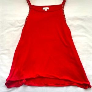 Charming Charlie red tank top with embroidery on straps
